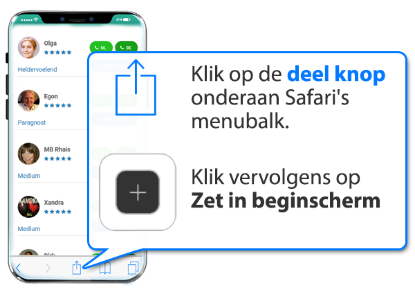 iphone en ipad: Waarzeggers-limburg.nl als app instellen op Mobiel